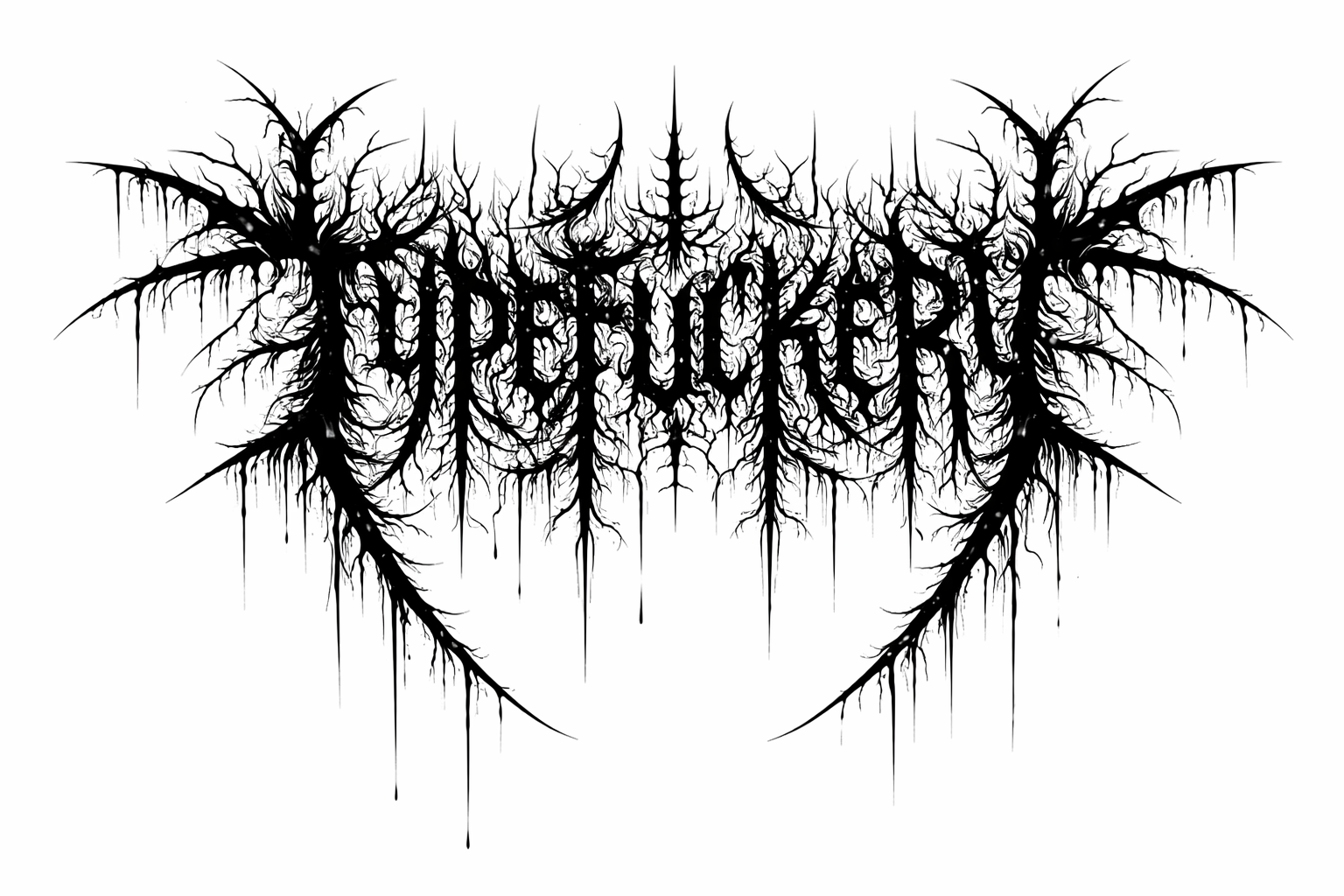 Typefuckery written in black metal style typography